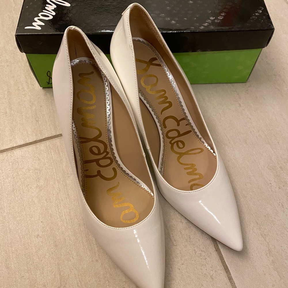 Sam Eldeman White Patent Heel